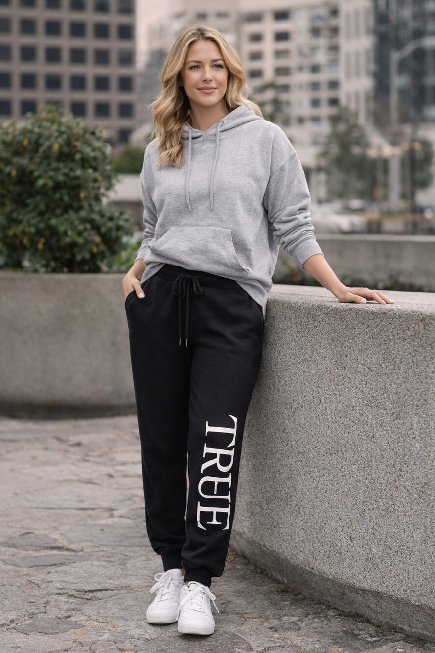 True Religion Logo Joggers Black White S EUC